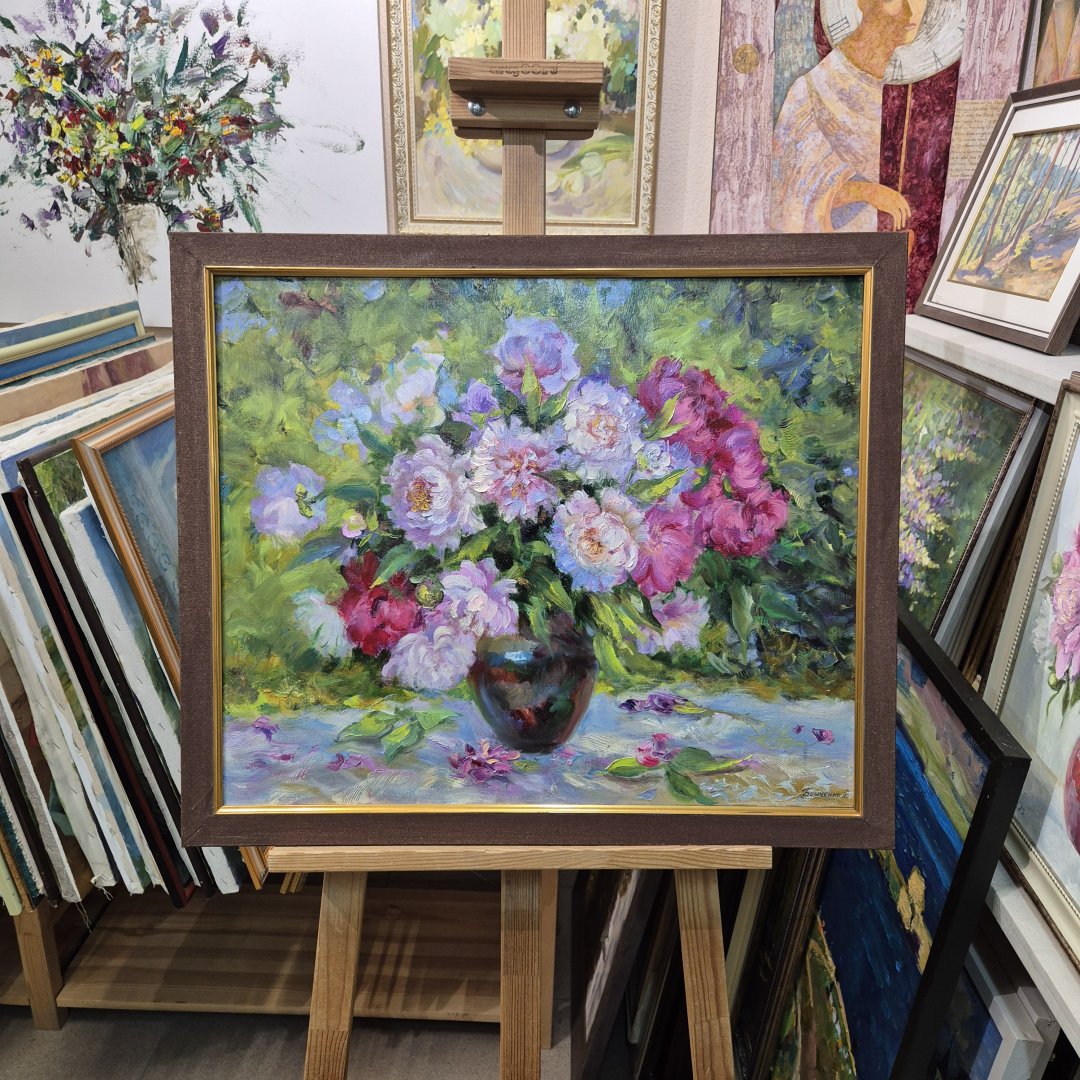 Картина. Виктор Бойченко. Пионы. Холст, масло. 50х60 см. Авторская живопись.