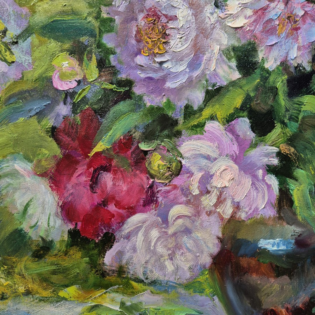 Картина. Виктор Бойченко. Пионы. Холст, масло. 50х60 см. Авторская живопись.