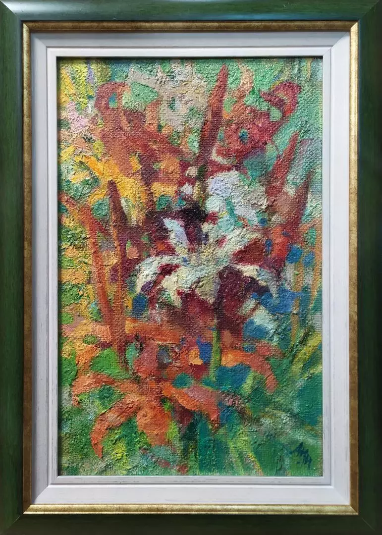 Картина. Максим Аникандров Лилии для нее, холст, масло, 40х25 см. Авторская живопись.