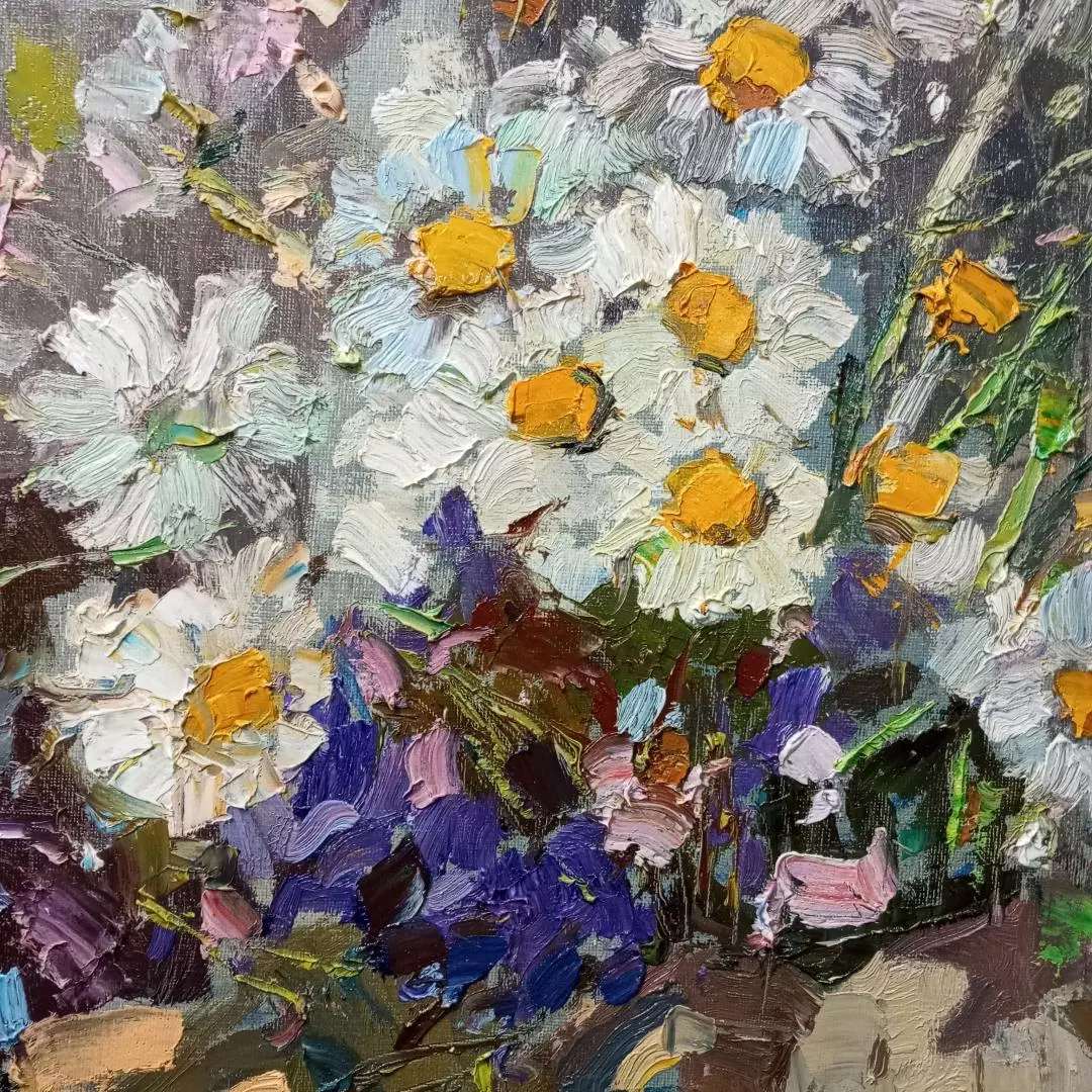 Картина. Юрий Болотов. Полевые цветы. Холст, масло. 70х60см. Авторская живопись