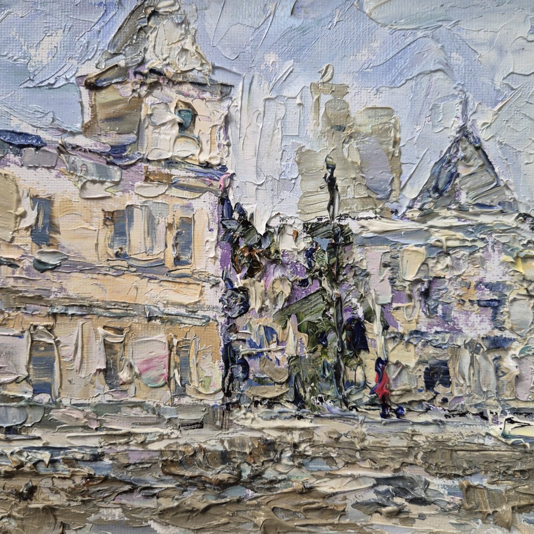 Картина. Инна Москалева. Воронеж на ул.Среднемосковская. Холст, картон, масло. 18х24см. Авторская живопись.