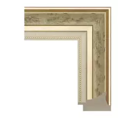 Багетная рамка для фото 40x40, фоторамка со стеклом для фотографий, постеров, картин, вышивок / зеленая-золотая - 4,8 см, классическая, пластиковая,  с креплением, 715-40