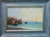 Картина. Александр Крымовский. Штиль. Холст, картон, масло. 20х30 см. Авторская живопись.