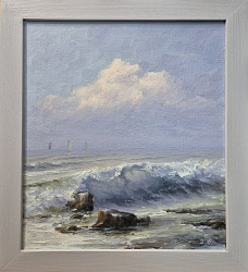 Картина. Александр Крымовский. Морской вид. Холст, картон, масло. 29х25 см. Авторская живопись.