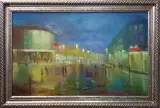 Картина. Виктор Бойченко. Ночной проспект. Холст, масло. 68х43 см. Авторская живопись.