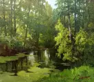 Картина. Виктор Довбенко. Заросшее озеро.  Холст, масло. 35х40см. Авторская живопись.