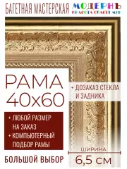 Рама багетная 40x60 для картин и зеркал - 6,5 см, классическая, пластиковая, с креплением, без стекла, М-30-1