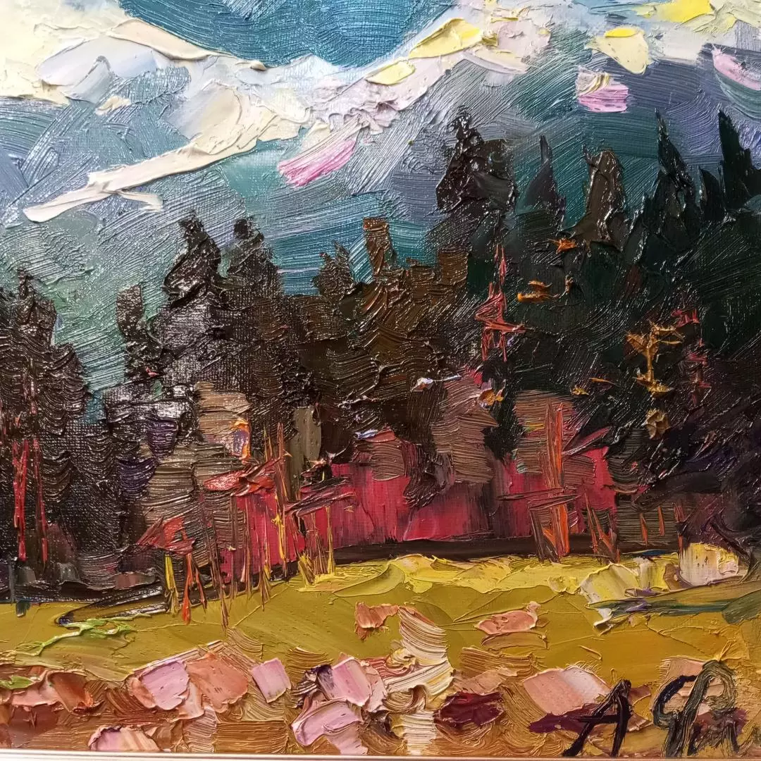 Картина. Александр Филиппов. Снежные вершины Архыза. Холст, масло. 30х70 см. Авторская живопись.