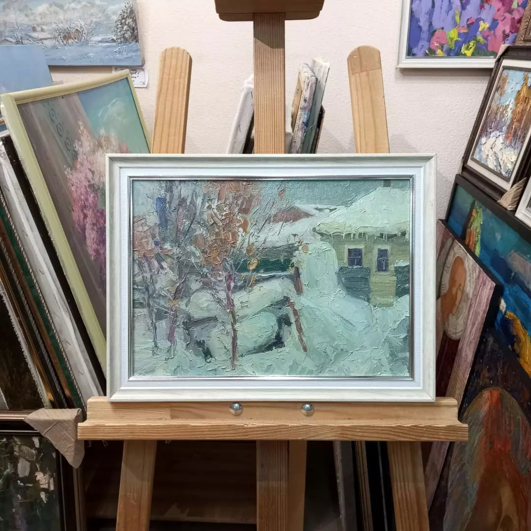 Картина. Юрий Болотов. Под снежным одеялом. Холст, масло. 25х35 см. Авторская живопись