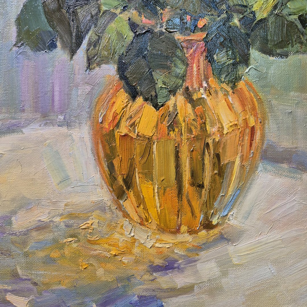Картина. Галина Соловьёва. Оранжевый букет. Холст, масло. 60х40см. Авторская живопись.