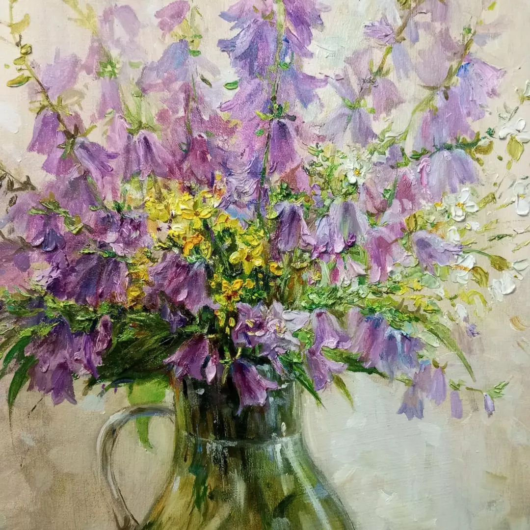 Картина. Светлана Соловьева. Колокольчики. Холст, масло. 50х40 см. Авторская живопись.