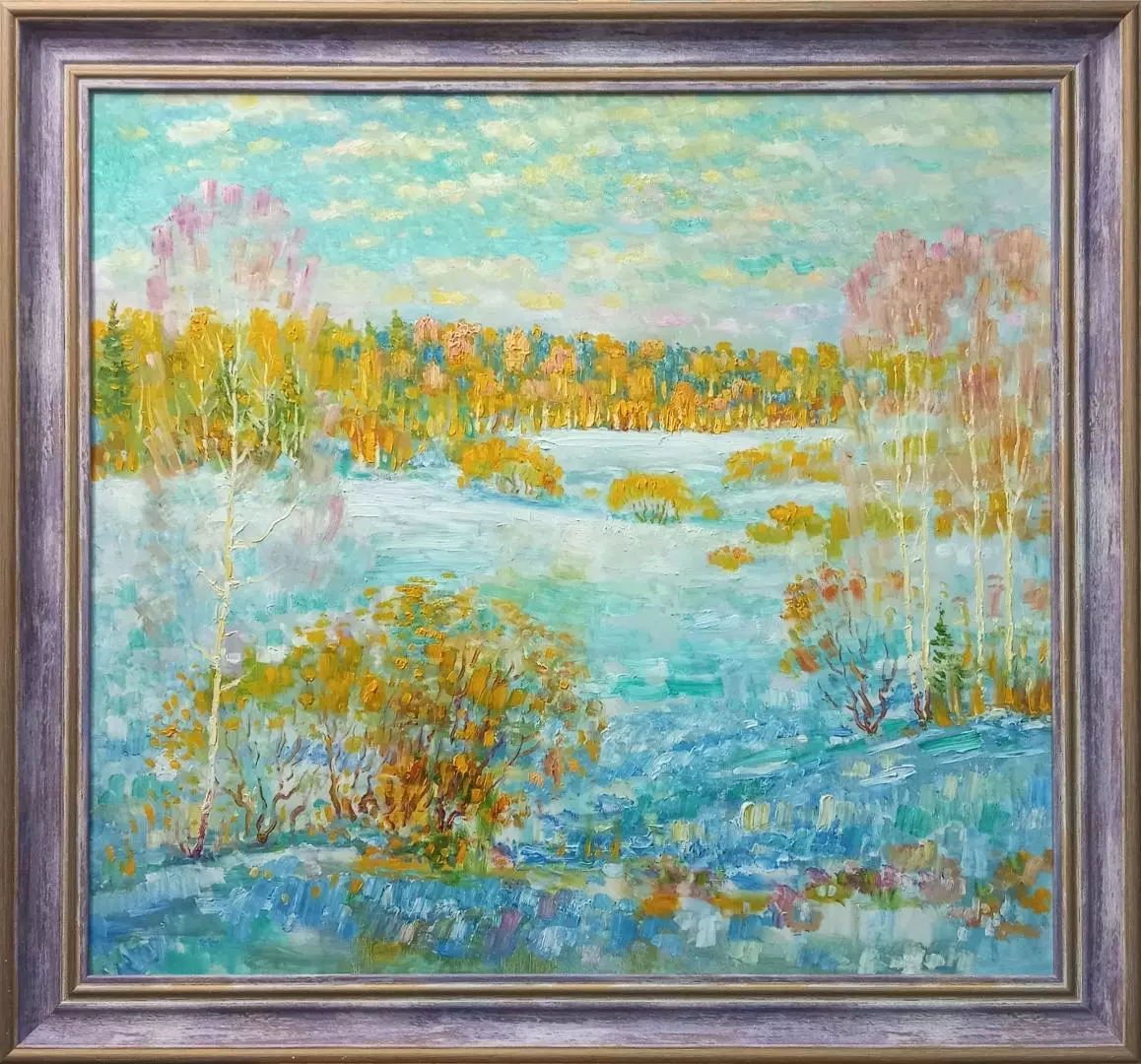 Картина. Сулеков Юрий.  Март, оргалит, масло, 61х64. Авторская живопись.
