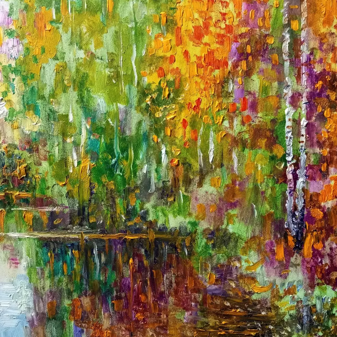 Картина. Сулеков Юрий И снова осень, оргалит, масло, 60х61см. Авторская живопись.
