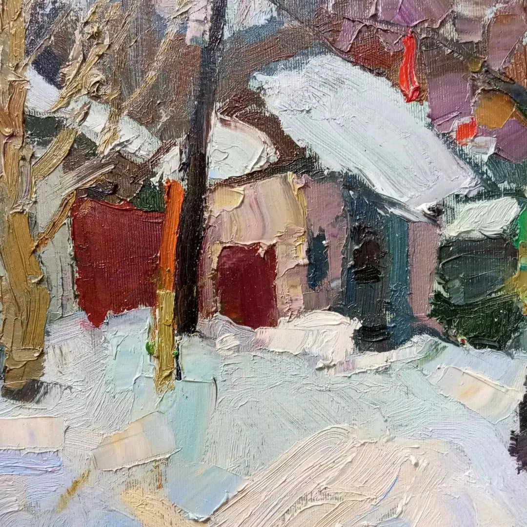 Картина. Юрий Болотов. Зимка. Холст, масло. 30х35 см. Авторская живопись