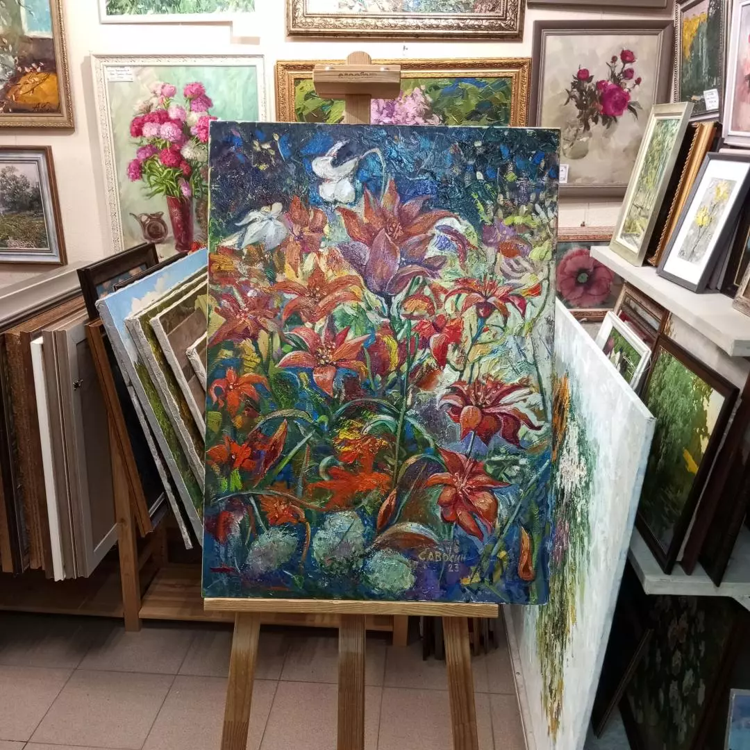 Картина. Сергей Савосин. Цветущий сад. Холст, масло. 75х55 см. Авторская живопись.
