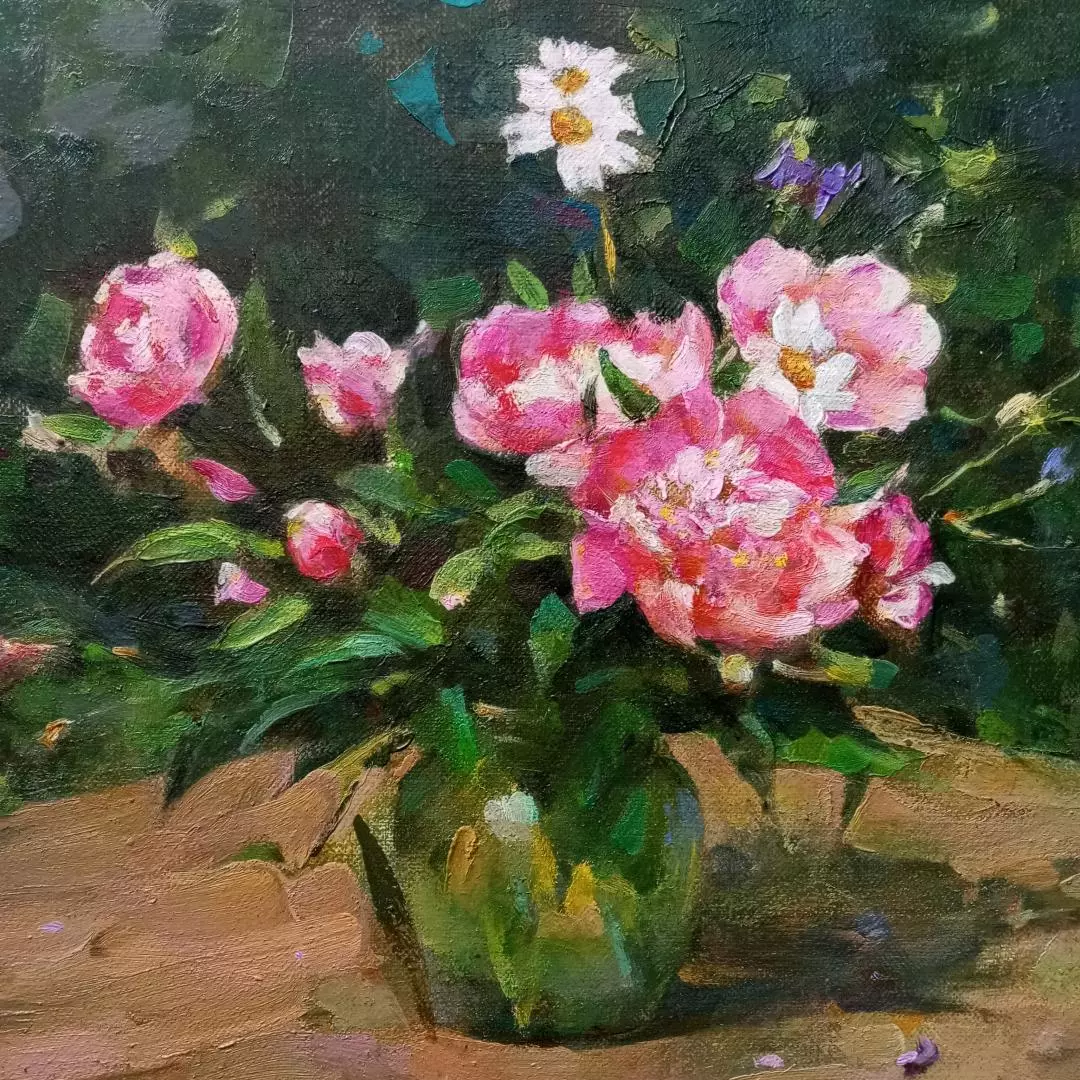 Картина. Татьяна Поплавская. Этюд цветы. Холст, масло. 33х41 см. Авторская живопись.