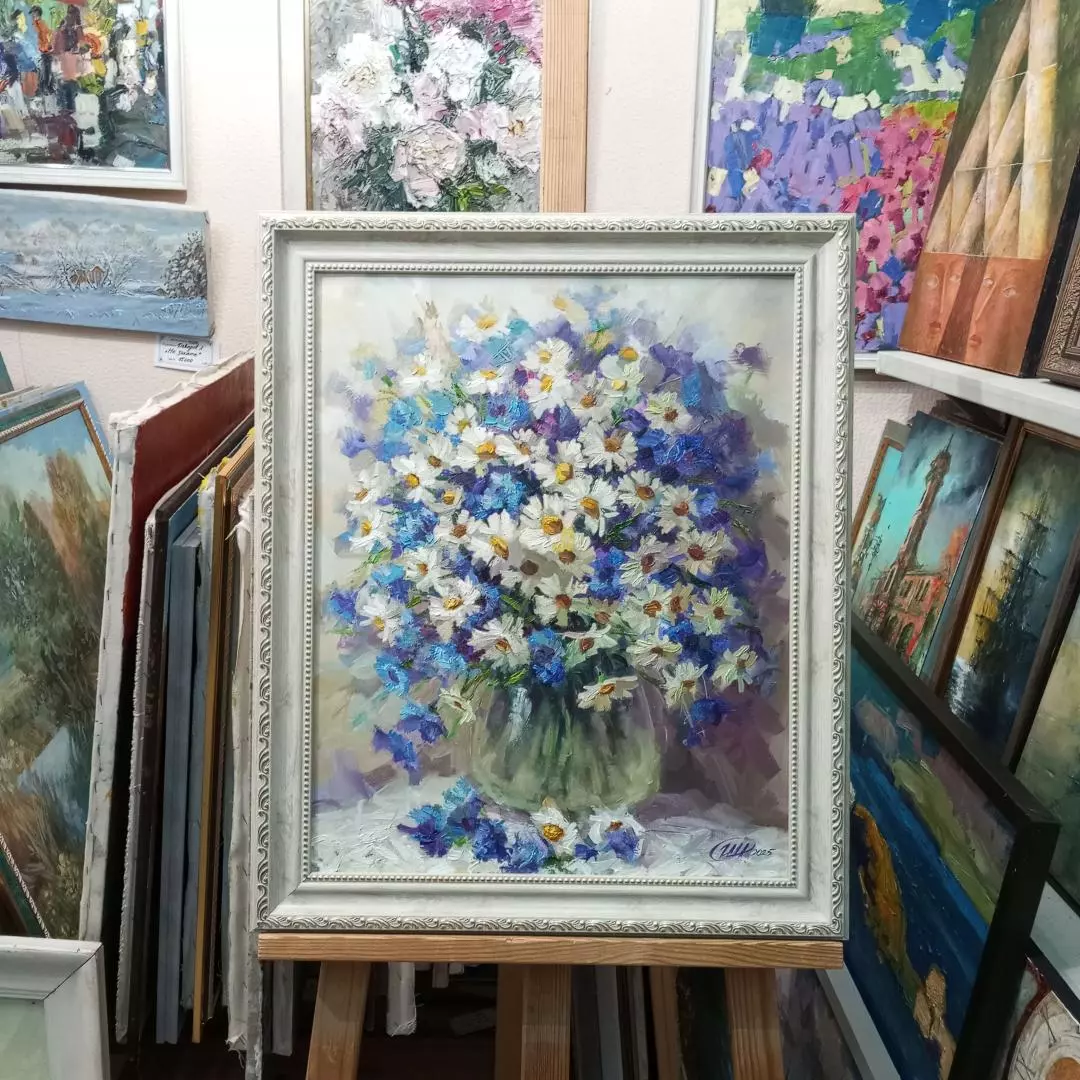 Картина. Никколова И.А. Букет из луговых цветов. Холст, масло. 50х40 см. Авторская живопись.