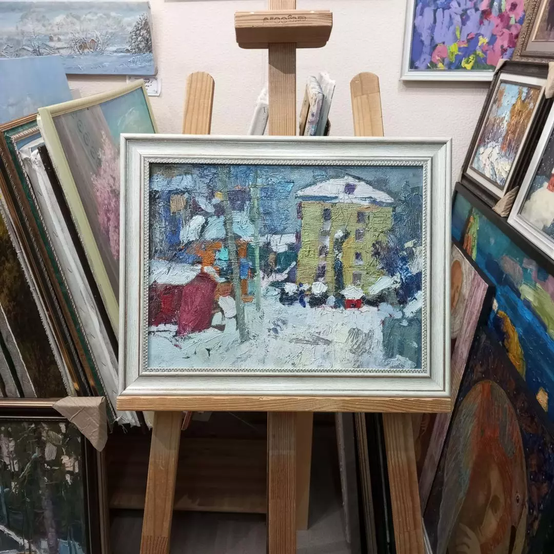 Картина. Юрий Болотов. Городская улочка. Холст, масло. 30х40 см. Авторская живопись