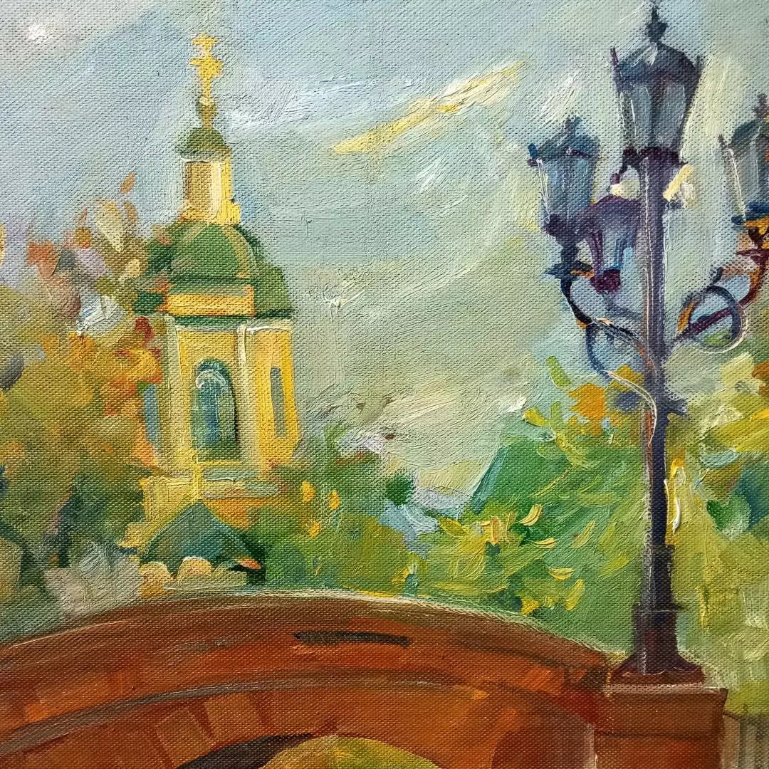 Картина. Светлана Луговых Каменный мост, картон, масло, 48х42 см. Авторская живопись.