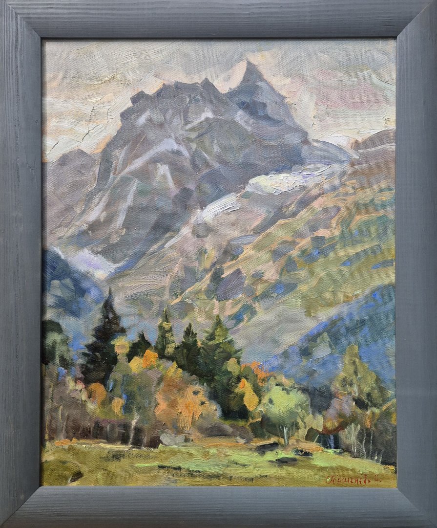 Картина. Наталия Горшенева. Пик Инэ, осень в Домбае. Холст, масло. 50х40. Авторская живопись.