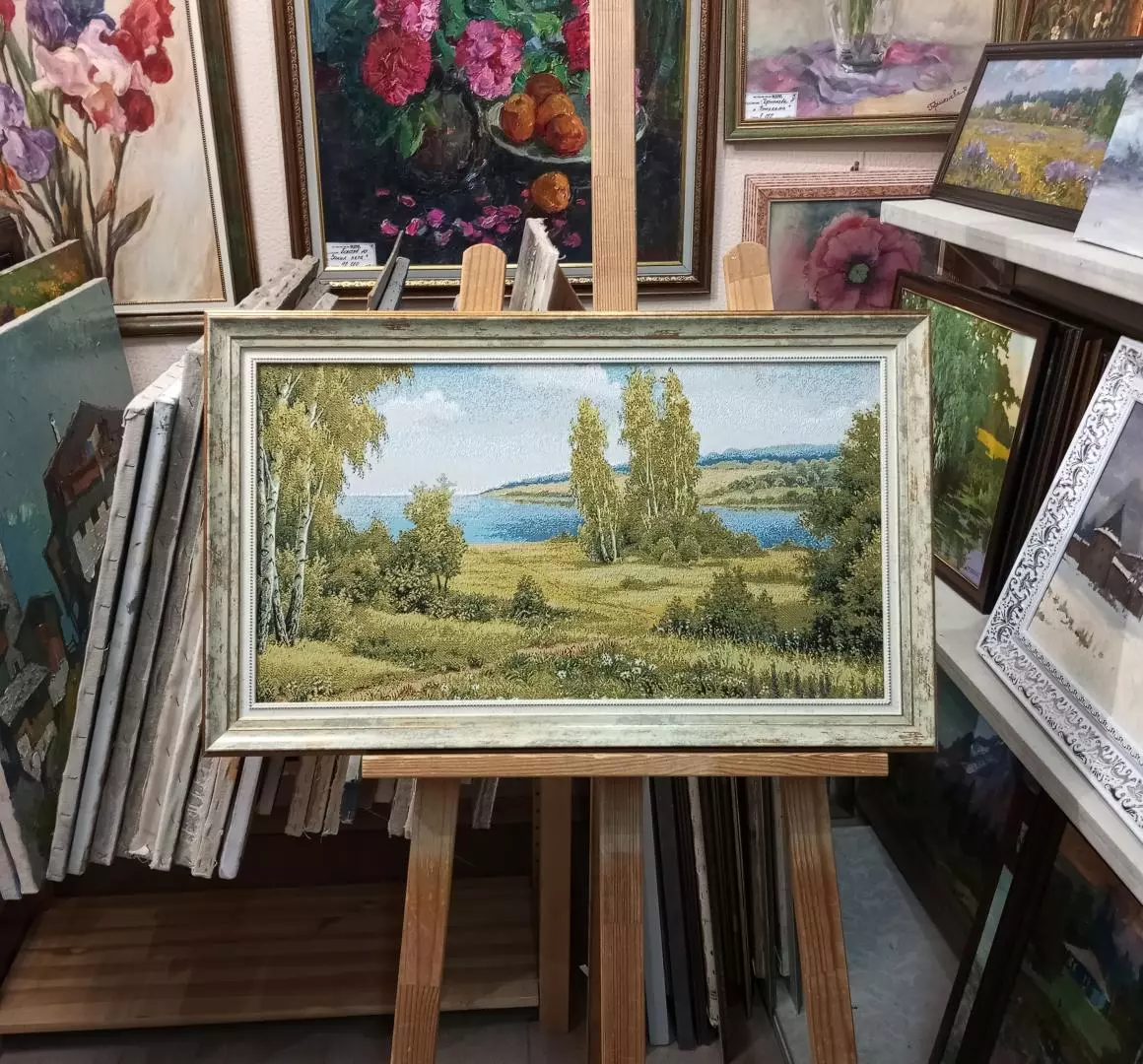 Гобелен в раме. Берёзовая опушка евро, габ 40х66 см, 715-60