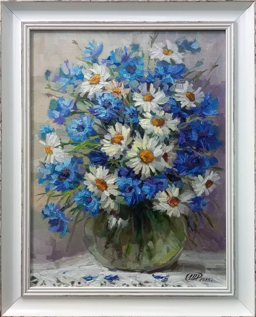 Картина. Никколова И.А. Деревенский букет. Холст, масло. 40х30 см. Авторская живопись.