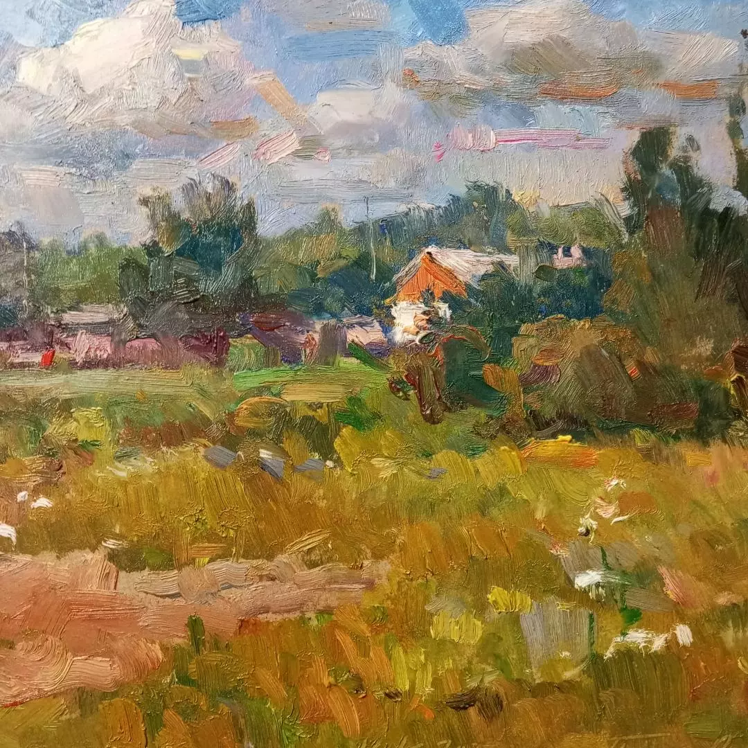 Картина. Александр Поплавский. Зеленый июнь. Картон, масло. 30х40 см. Авторская живопись.