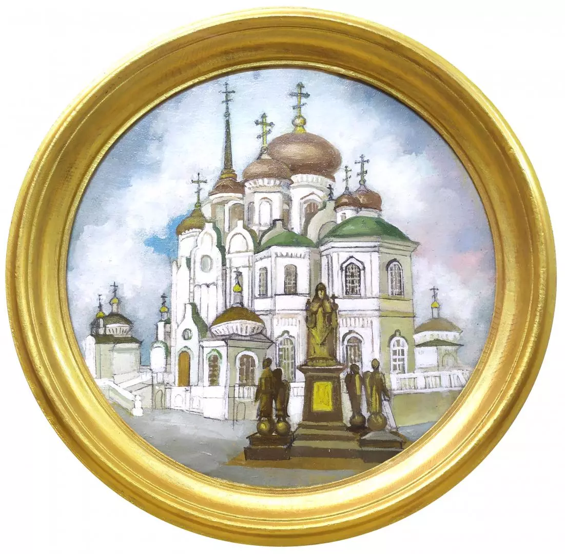 Картина. Тамара Брюханова-Лесникова  Благовещенский собор Пресвятой Богородицы, г. Воронеж, холст, картон, масло, 30х30 см. Авторская живопись.