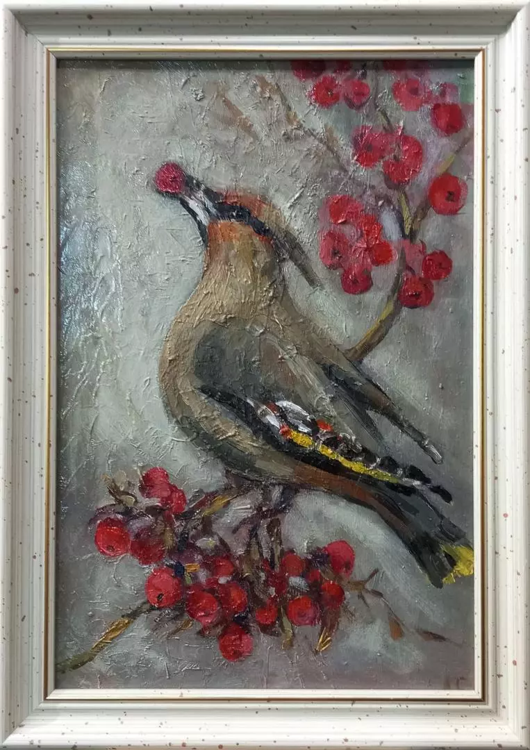 Картина. Лолита Серебрянская-Симонян. Лесной гость. Картон, масло. 30х20 см. Авторская живопись.