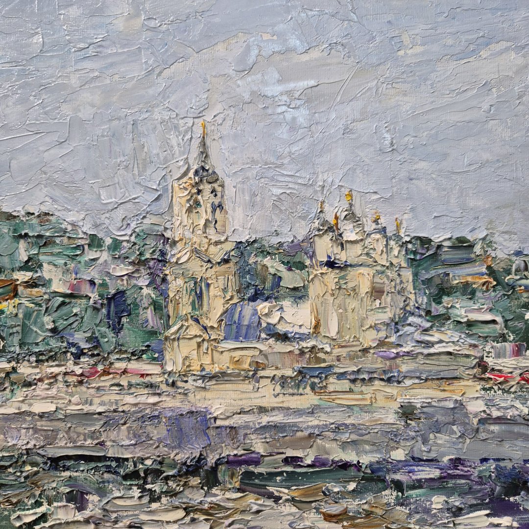 Картина. Инна Москалева. Воронеж, Успенская церковб. Холст, картон, масло. 30х40см. Авторская живопись.