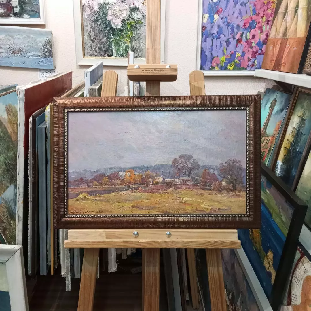 Картина. Александр Поплавский. Осенний сюжет. Холст, картон, масло. 30х50 см. Авторская живопись.