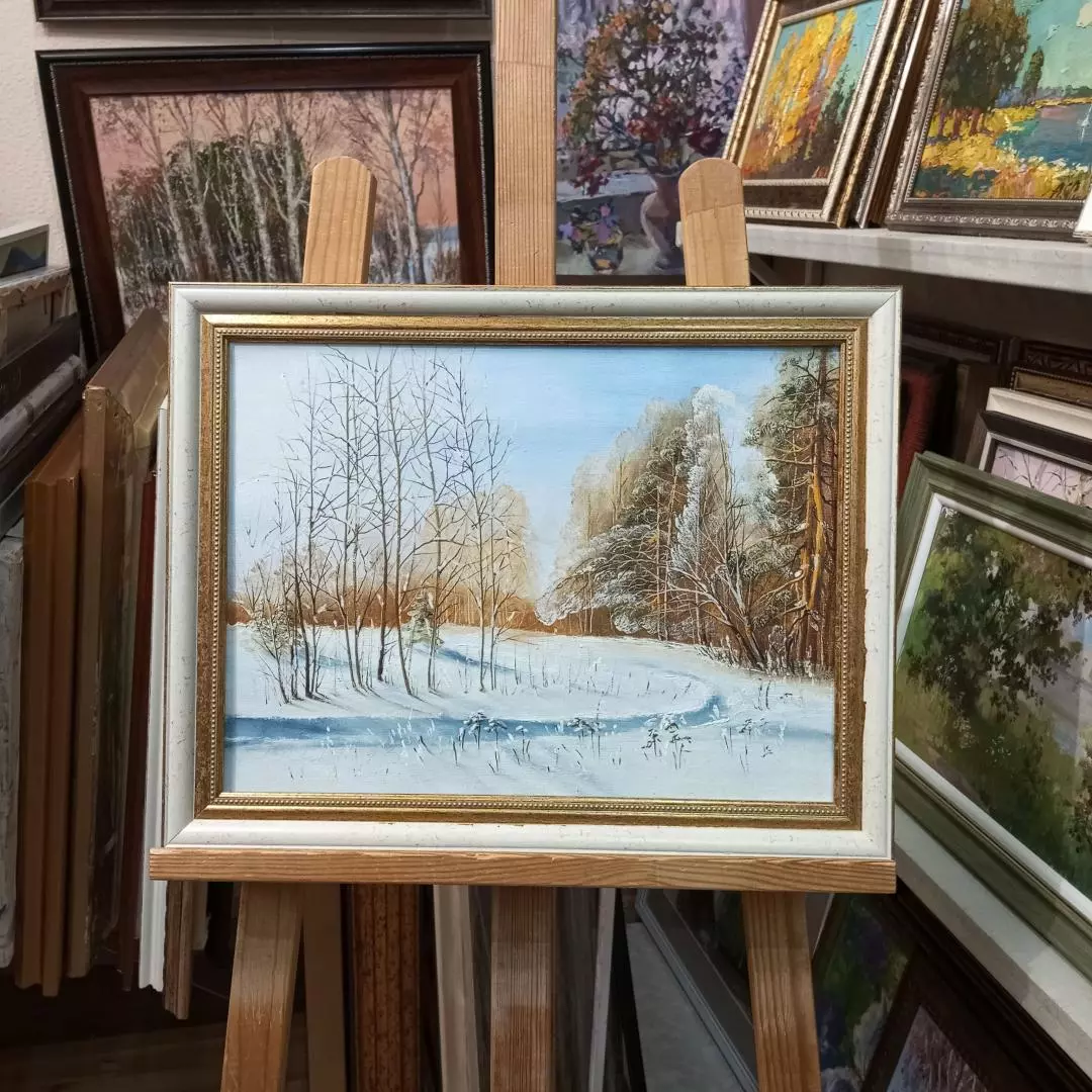 Картина. Беляев Владимир Зима, холст, масло 30х40 см. Авторская живопись