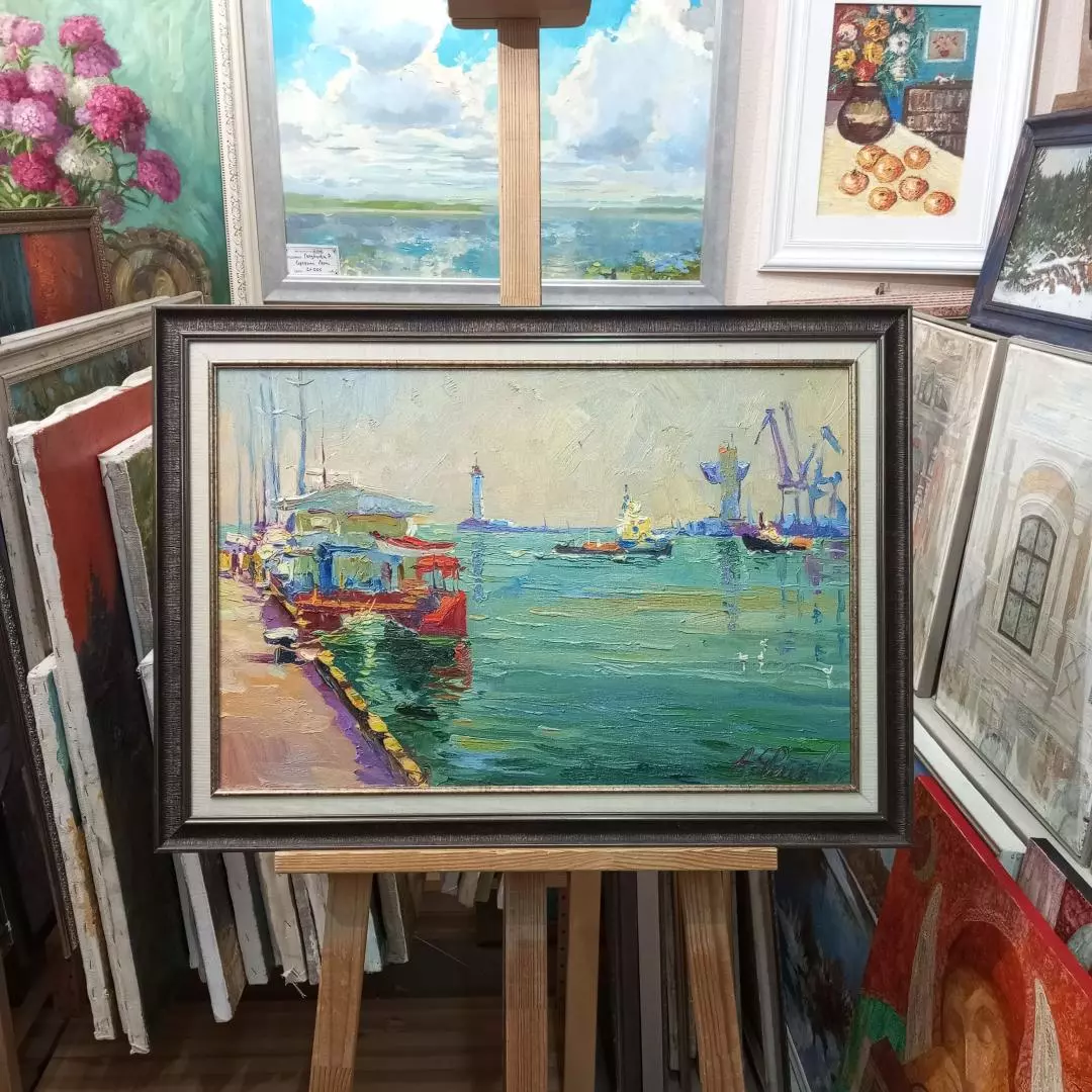 Картина. Александр Филиппов. Порт Одесса. Холст, масло. 40х60 см. Авторская живопись.