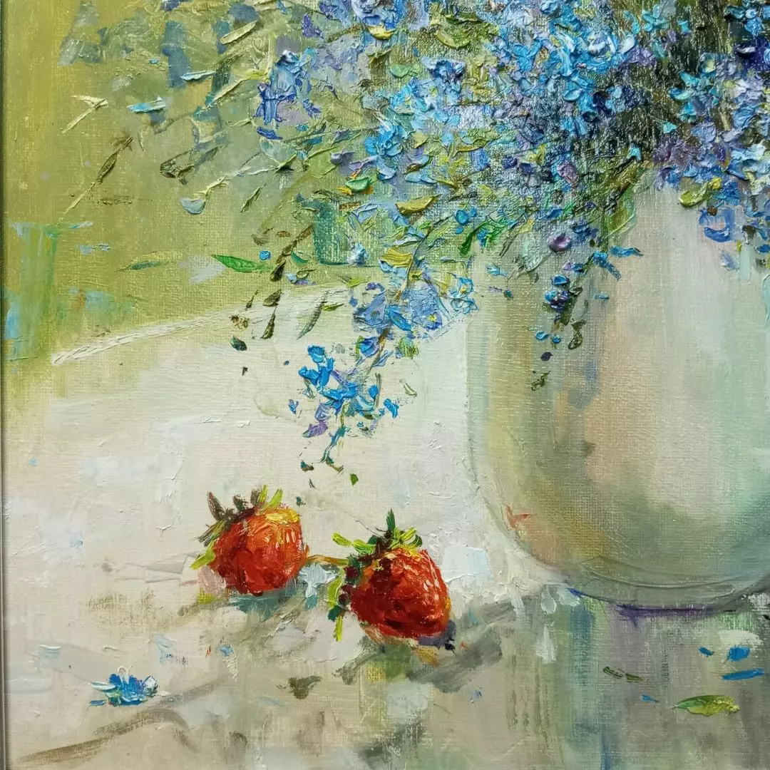 Картина. Светлана Соловьева. Незабудки. Холст, масло. 40х40 см. Авторская живопись.
