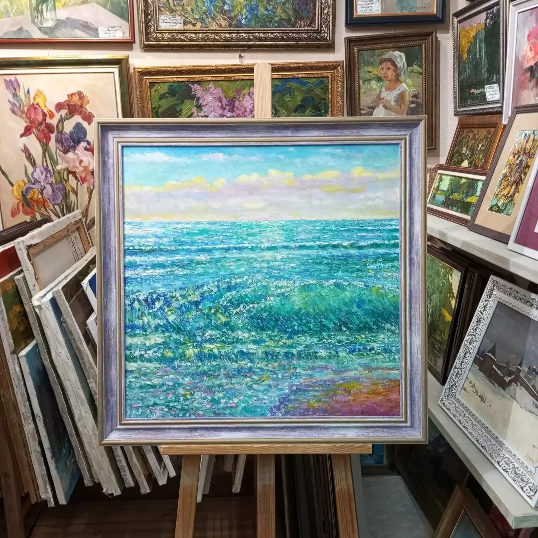 Картина. Сулеков Юрий. Морской этюд, оргалит, масло, 61х62. Авторская живопись.