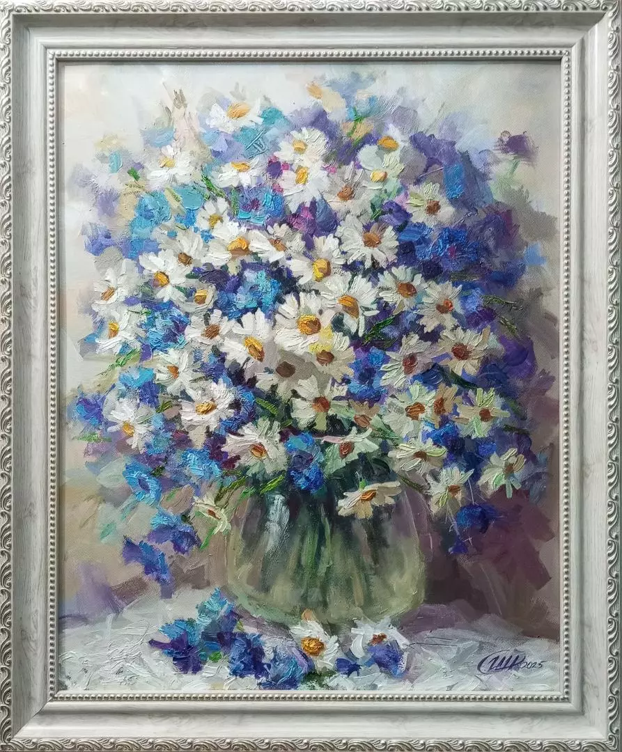 Картина. Никколова И.А. Букет из луговых цветов. Холст, масло. 50х40 см. Авторская живопись.