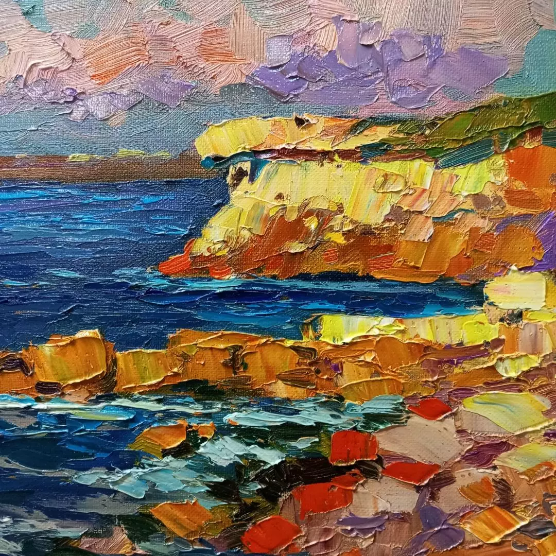 Картина. Александр Филиппов Побрежье Херсонеса, холст, масло, 25х50 см. Авторская живопись.