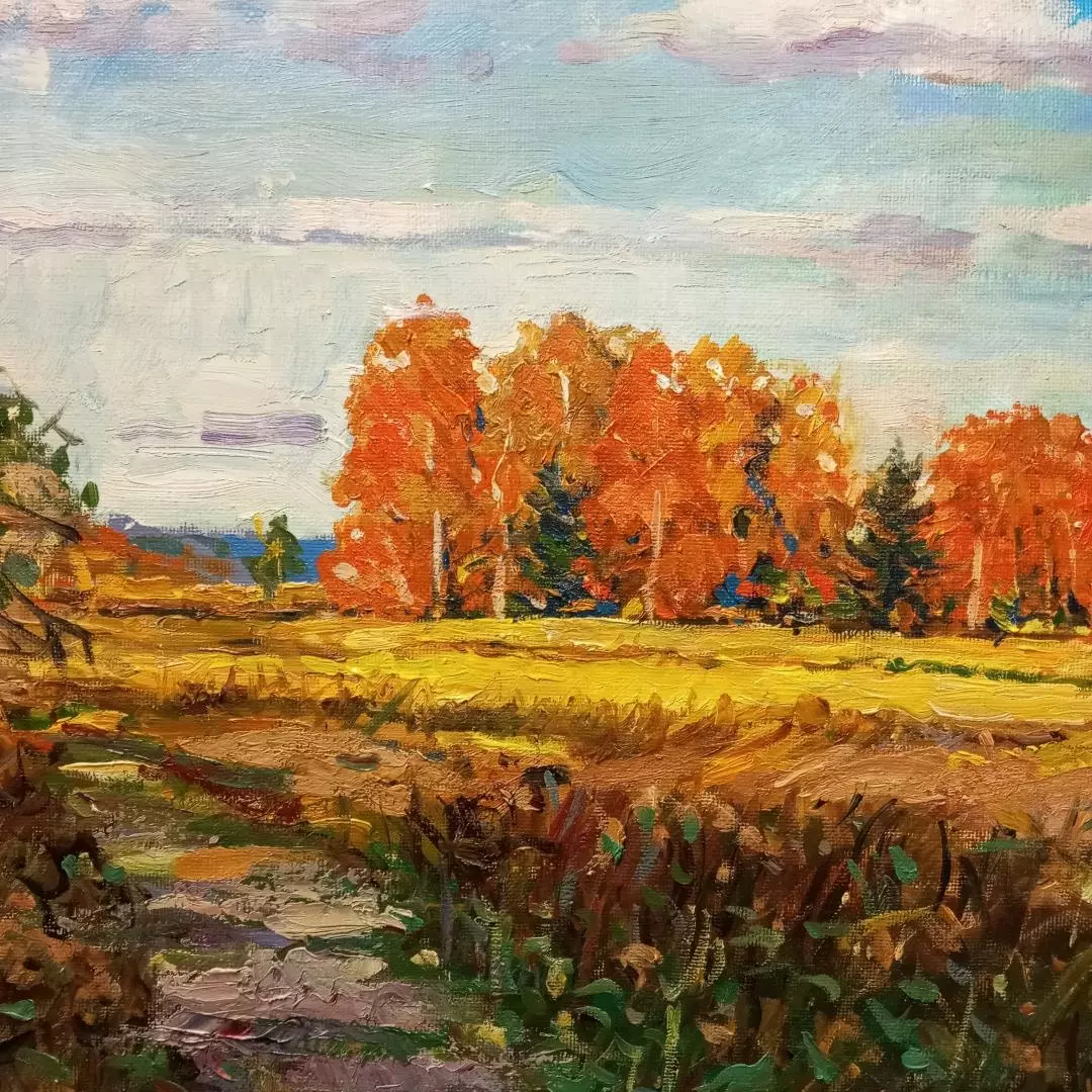 Картина. Сергей Савосин. Волжские просторы. Холст, масло. 50х100 см. Авторская живопись.