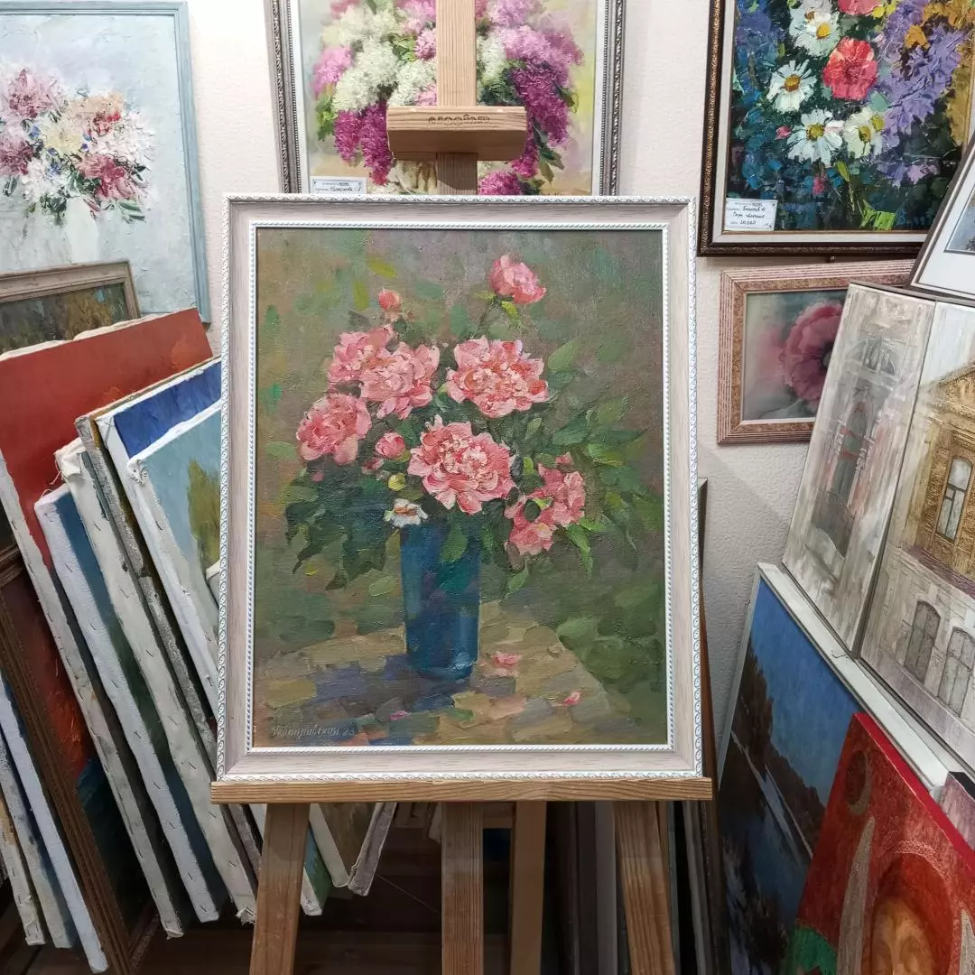 Картина. Татьяна Поплавская. Пионы. Холст, масло. 50х40 см. Авторская живопись.