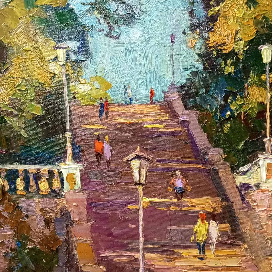 Картина. Александр Филиппов. Каменная лестница в Таганроге. Холст, масло. 70х70 см. Авторская живопись.