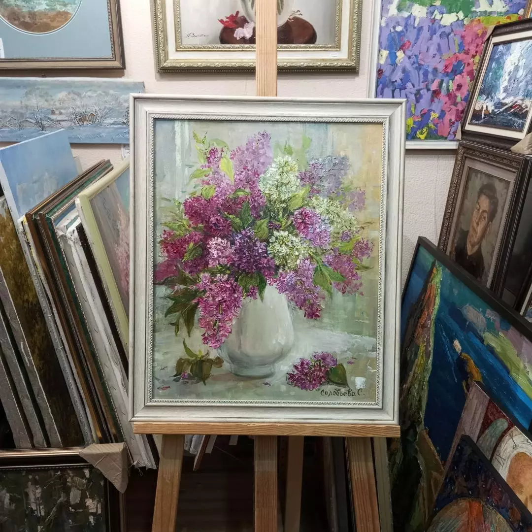 Картина. Светлана Соловьева. Запах сирени. Холст, масло. 50х40 см. Авторская живопись.