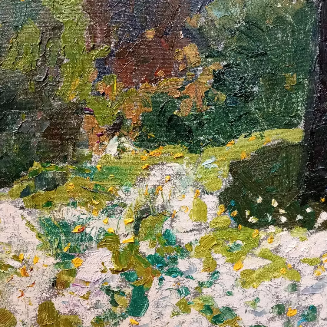 Картина. Юрий Болотов. У дома Весна. Холст, масло. 40х30 см. Авторская живопись