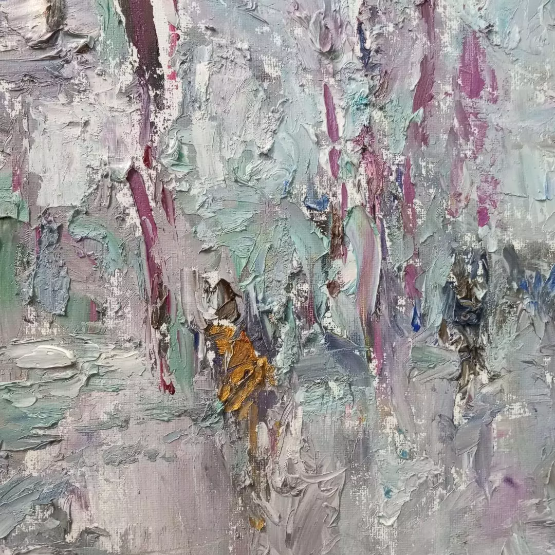 Картина. Инна Москалева. Город весной. Холст, картон, масло. 30х40 см. Авторская живопись.