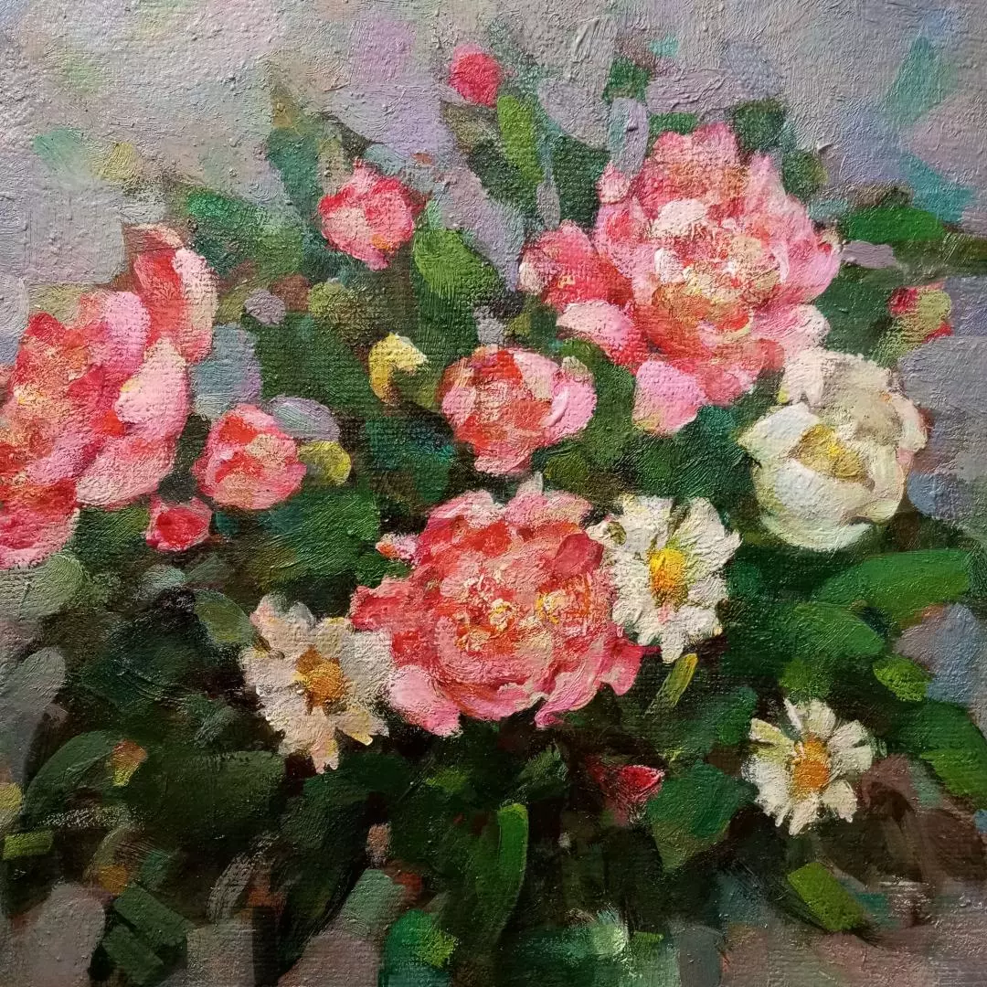 Картина. Татьяна Поплавская. Цветы. Картон, масло. 44х34 см. Авторская живопись.