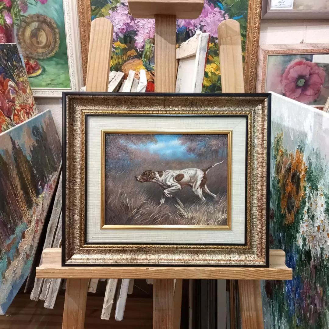 Картина. Сергей Нелюбин. Охота. Хослт, масло. 18х24 см. Авторская живопись.