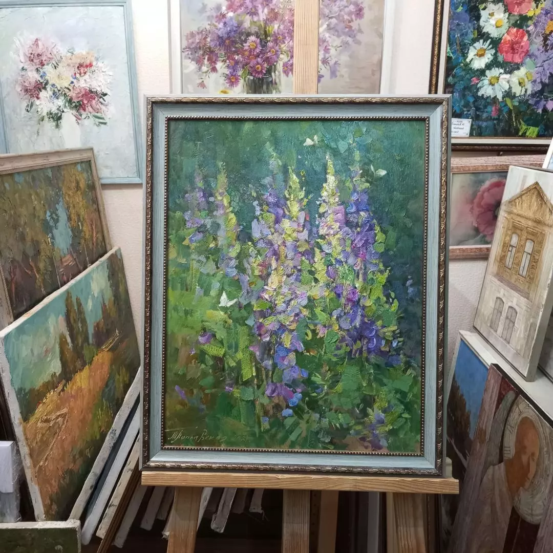 Картина. Татьяна Поплавская. Цветы. Картон, масло. 50х38 см. Авторская живопись.