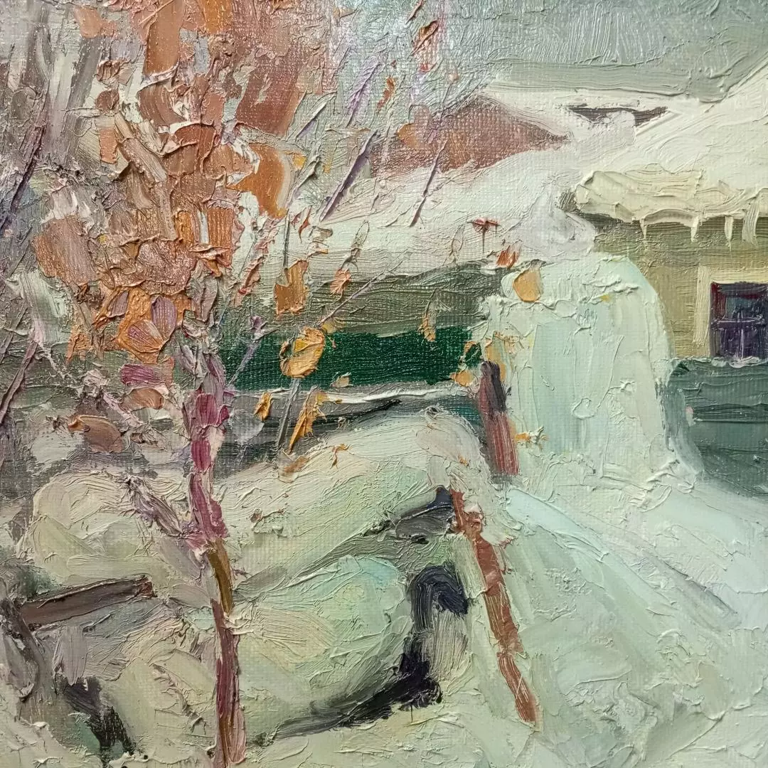 Картина. Юрий Болотов. Под снежным одеялом. Холст, масло. 25х35 см. Авторская живопись