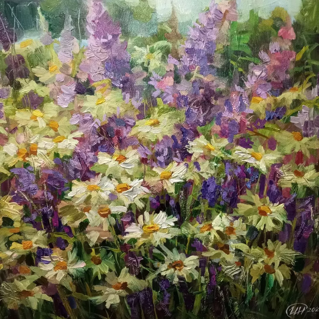 Картина. Никколова И.А. Запахи лета. Холст, масло. 50х50 см. Авторская живопись.