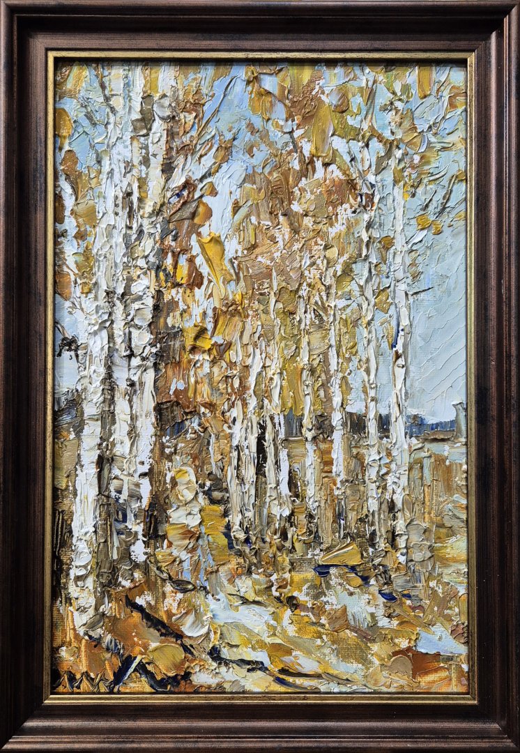Картина. Инна Москалева. Осень. Холст, картон, масло. 30х20 см. Авторская живопись.