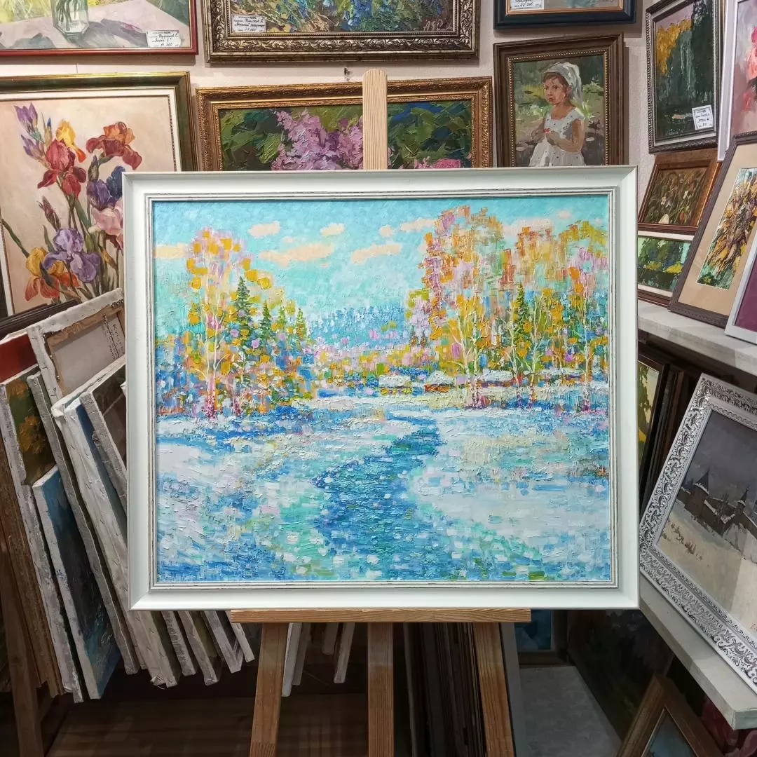 Картина. Сулеков Юрий  Апрель, оргалит, масло, 61х72. Авторская живопись.